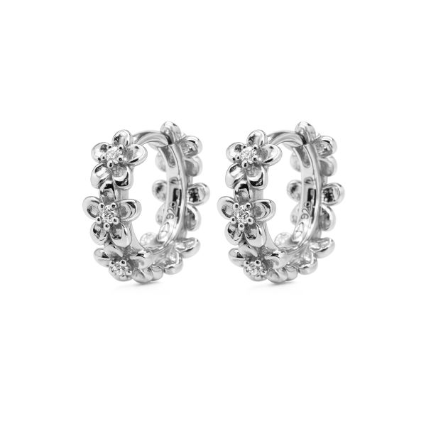 Karma Jewelry Hinged Hoops Flower Lea Silver 12MM