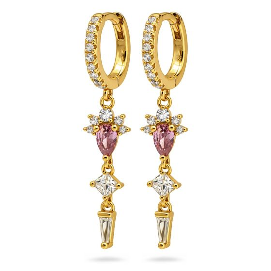 Karma Jewelry Hinged Hoops Flore Zirconia Wine Red Goldplated