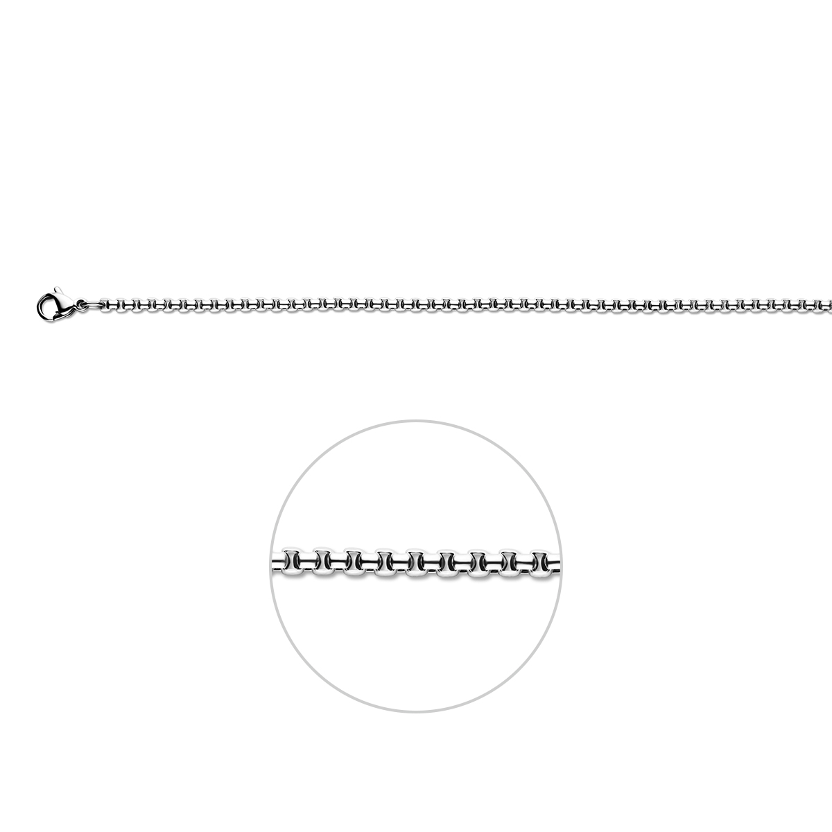 Prachtige Stalen collier met venetiaanse schakel in de lengtemaat 50cm.
