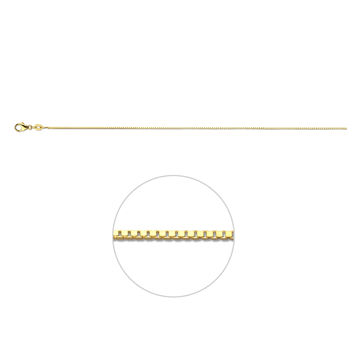 Beschrijving: 9 Krt. collier met venetiaanse schakel. 
Uniekenummer serie: 26755
Verpakt per: 1
Doelgroep: unisex
Breedte: 0.9 mm
Langste lengte: 50 mm