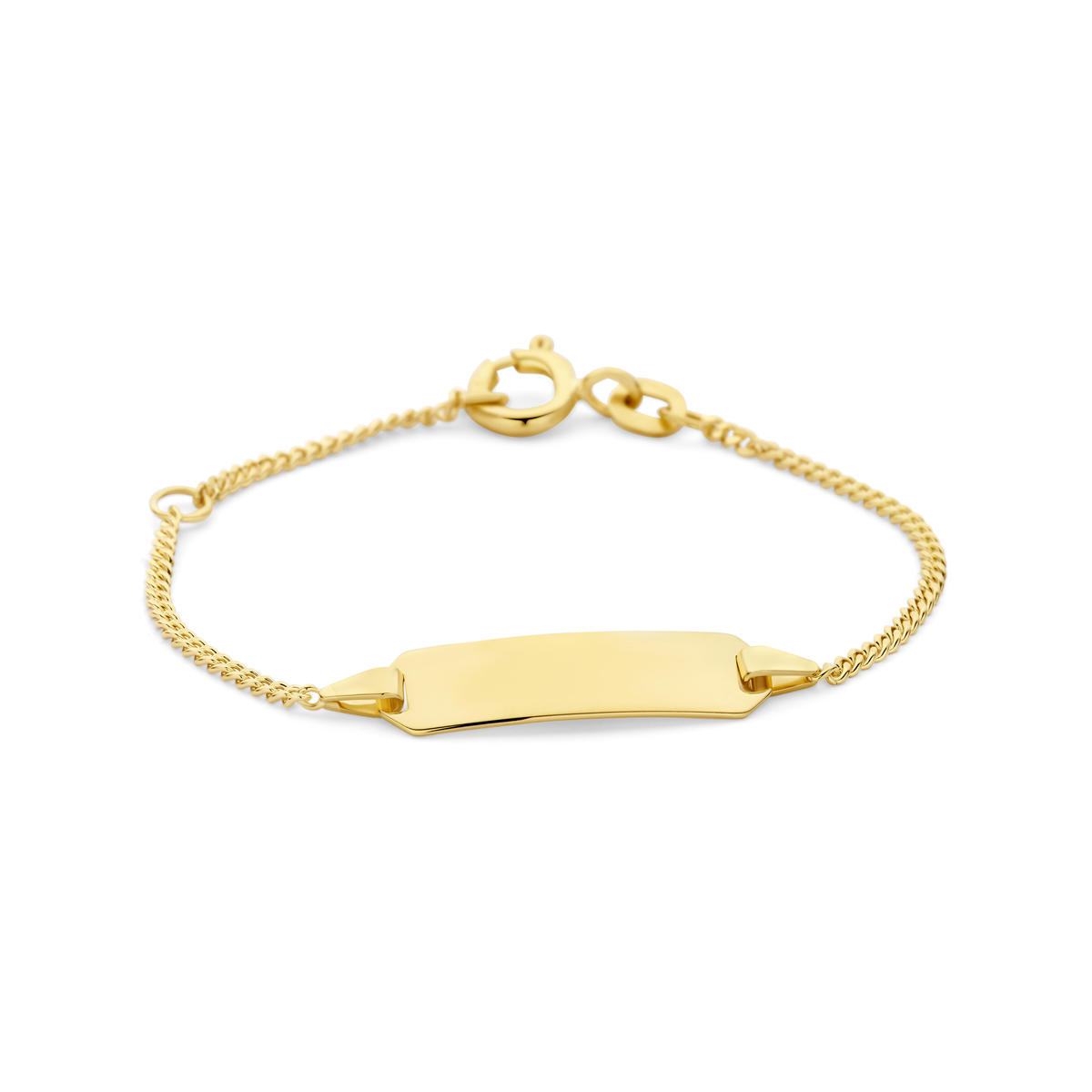 9K graveerarmband met een poli afwerking. De graveerplaat heeft een dikte van 0.5mm.