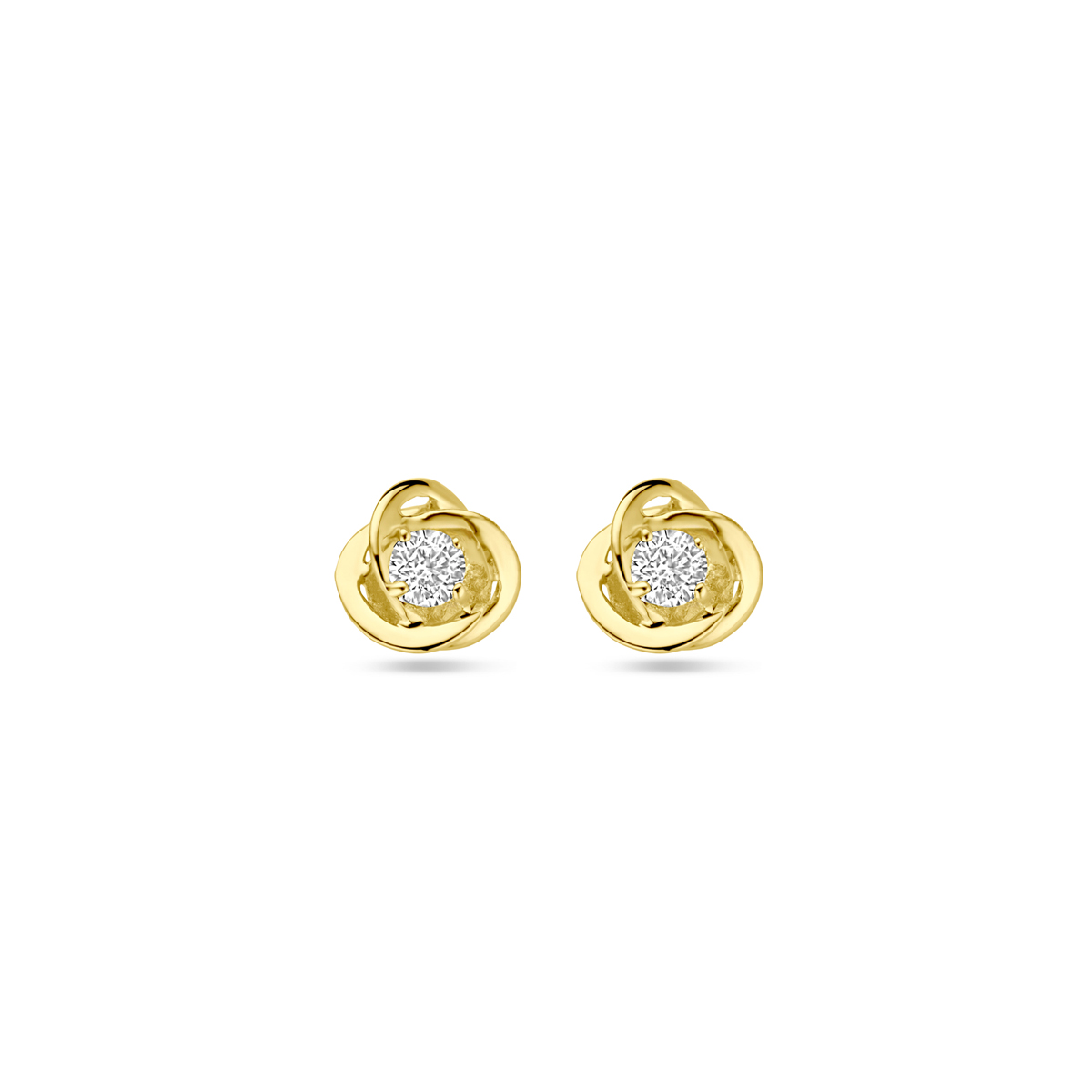9k Geel kleurige oorknoppen met zirkonia en een diameter van 7mm.