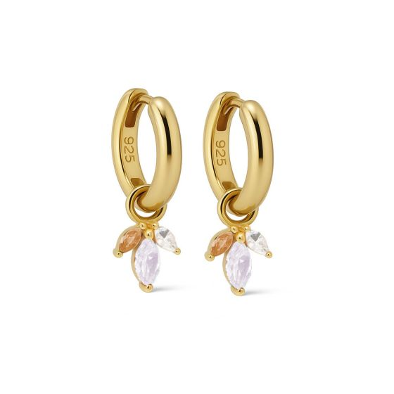 Karma Jewelry Hinged Hoops Persian Opal White Goldplated