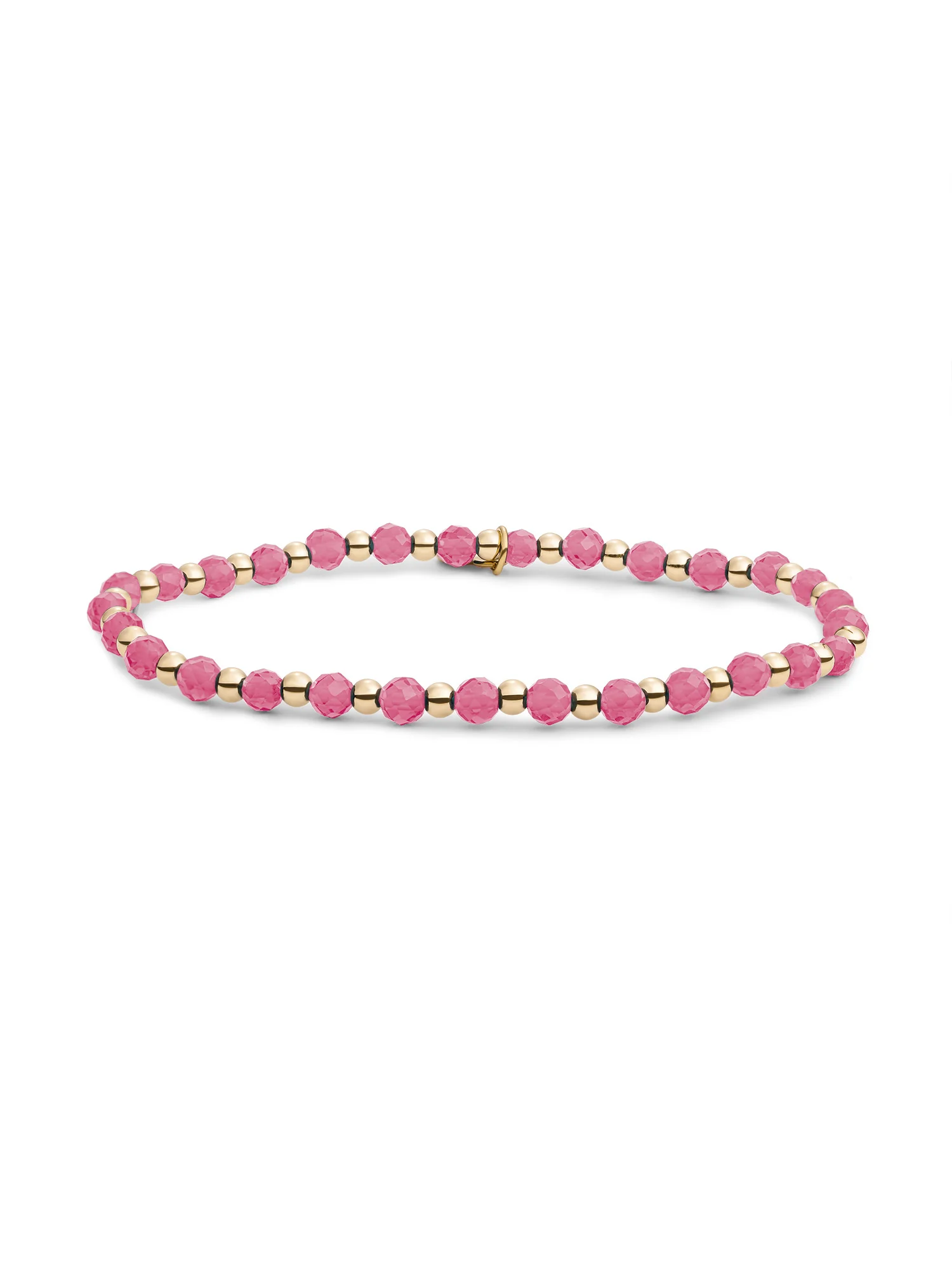 Jade pink armband stretch met gou op zilver bolletjes