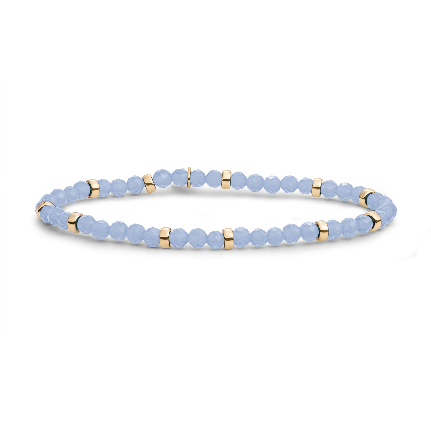 Sparkling Jewels Bracelet | Milky Blue Jade Roundel Interstellar - Gold