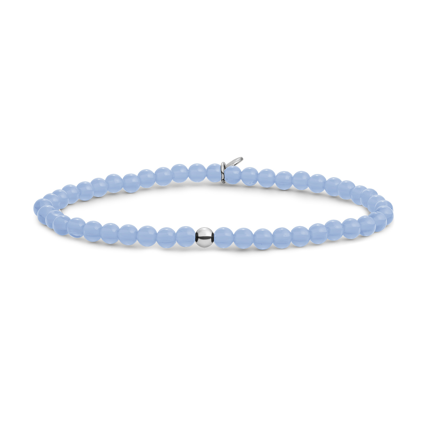 Sparkling Jewels Bracelet | Milky Blue Jade Saturn small - Silver - 4mm