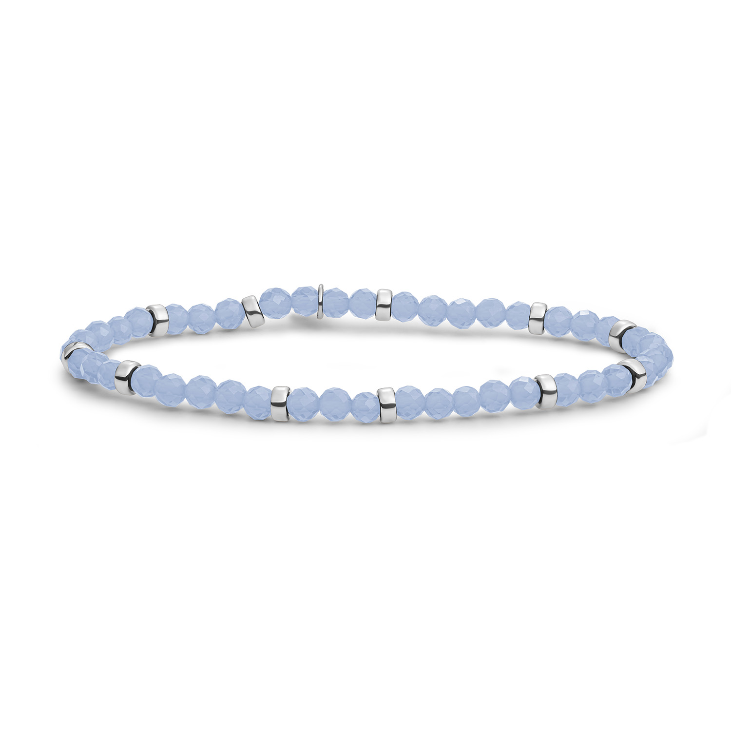 Sparkling Jewels Bracelet | Milky Blue Jade Roundel Interstellar - Silver