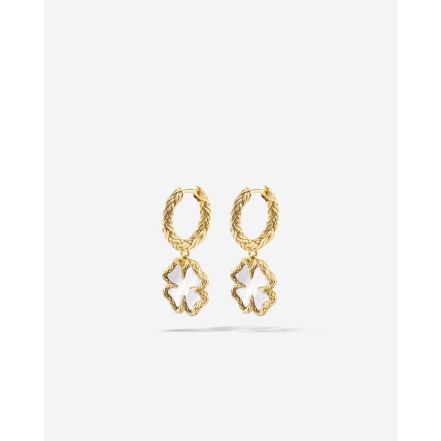 Hoops Katja Clover Mother of Pearl Set Gold Vermeil