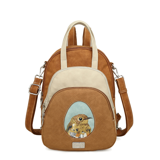 Hand-/schoudertas / rugzak
H33 x B24 x D12 cm
100% vegan & eerlijk geproduceerd
Geborduurde Baby Blue Tit op de voorkant
Meerdere vakken met ritssluiting aan de voor- en achterkant
Verstelbare en afneembare banden