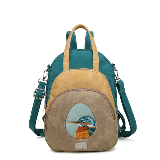 Hand-/schoudertas / rugzak
H33 x B24 x D12 cm
100% vegan & eerlijk geproduceerd
Geborduurde Baby Blue Tit op de voorkant
Meerdere vakken met ritssluiting aan de voor- en achterkant
Verstelbare en afneembare banden