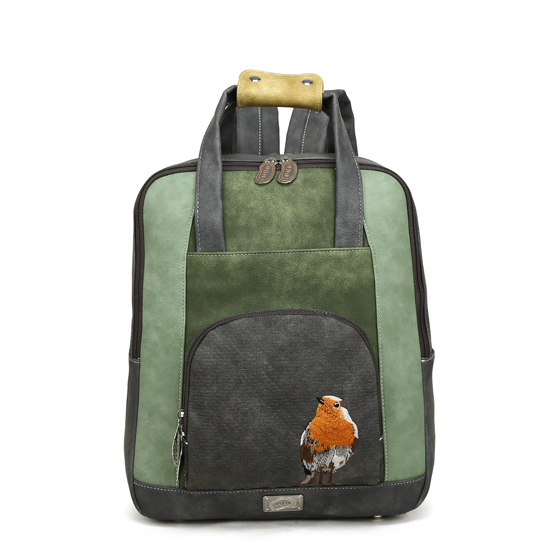 Rugzak / trolleytas
B30 x H35 x D12 cm
100% vegan & eco-leer
Hoofd- en voorvak met ritssluiting
Laptopvak voor 14&Prime; laptop
3 binnenvakken
Zachte en verstelbare schouderbanden
Met ijsvogelborduring
Trolleyband aan de achterzijde
Kleurrijke, bedrukte voering
100% eerlijk geproduceerd!