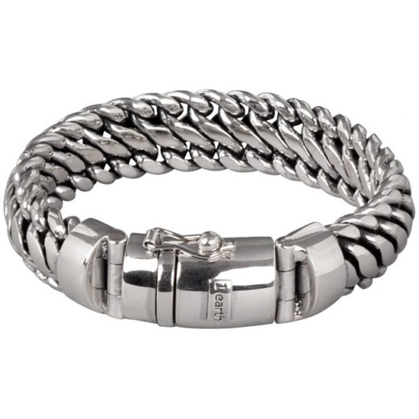 1-EARTH ARMBAND ZILV RIO 21 CM EN 15 MM