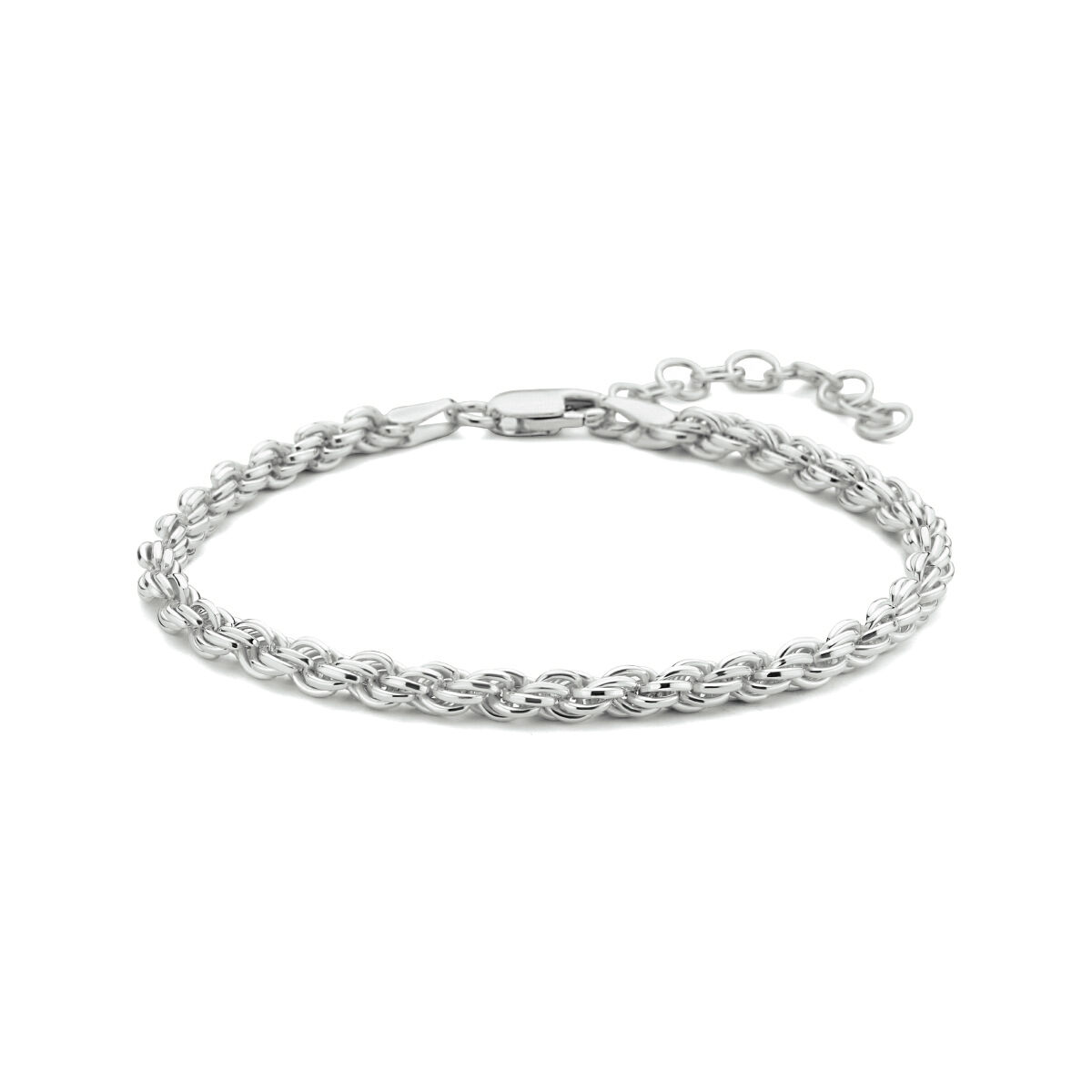 Gerhodineerd zilveren 925 koordarmband 16+3 cm 3,5 mm breed