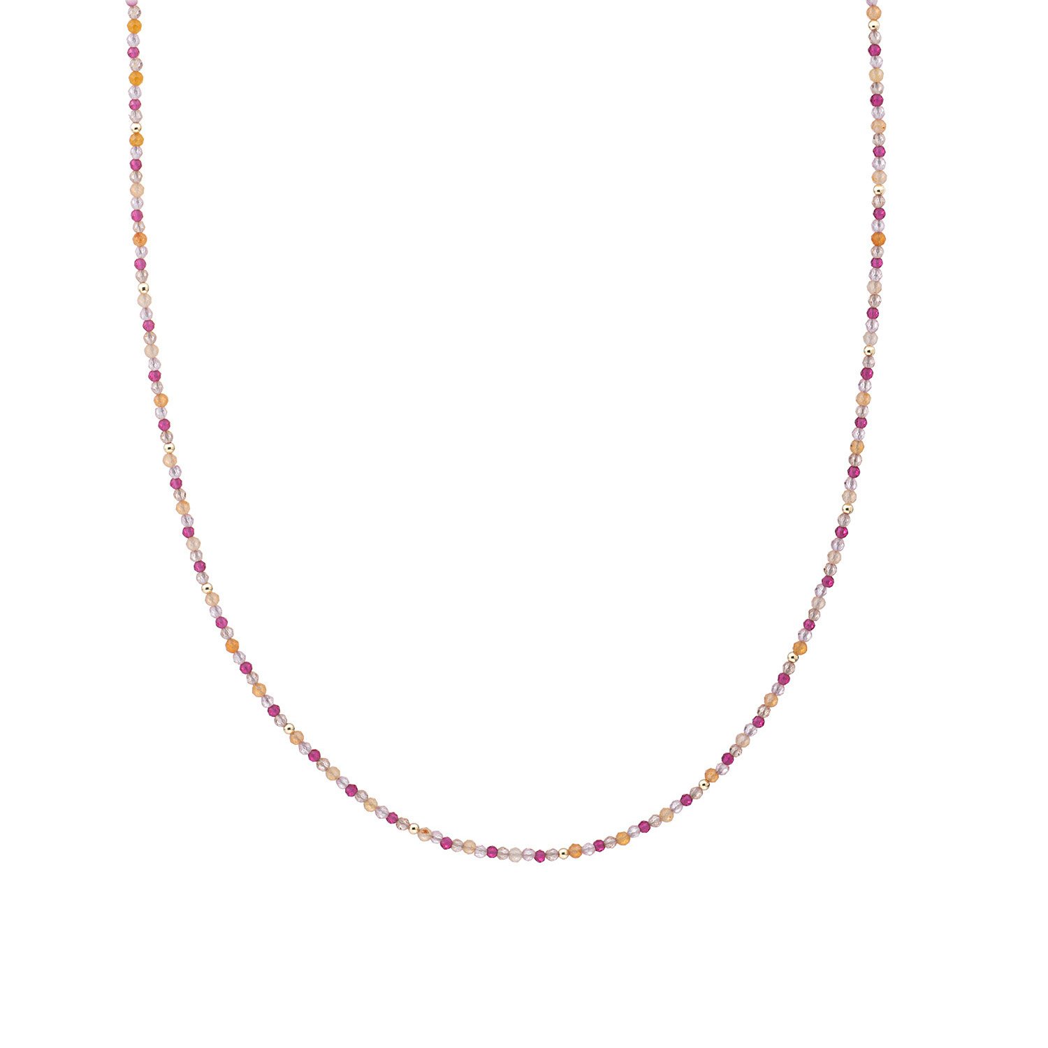 Sparkling Jewels Beaded Necklace | 2mm Multi Gem Gold - 42cm +2cm