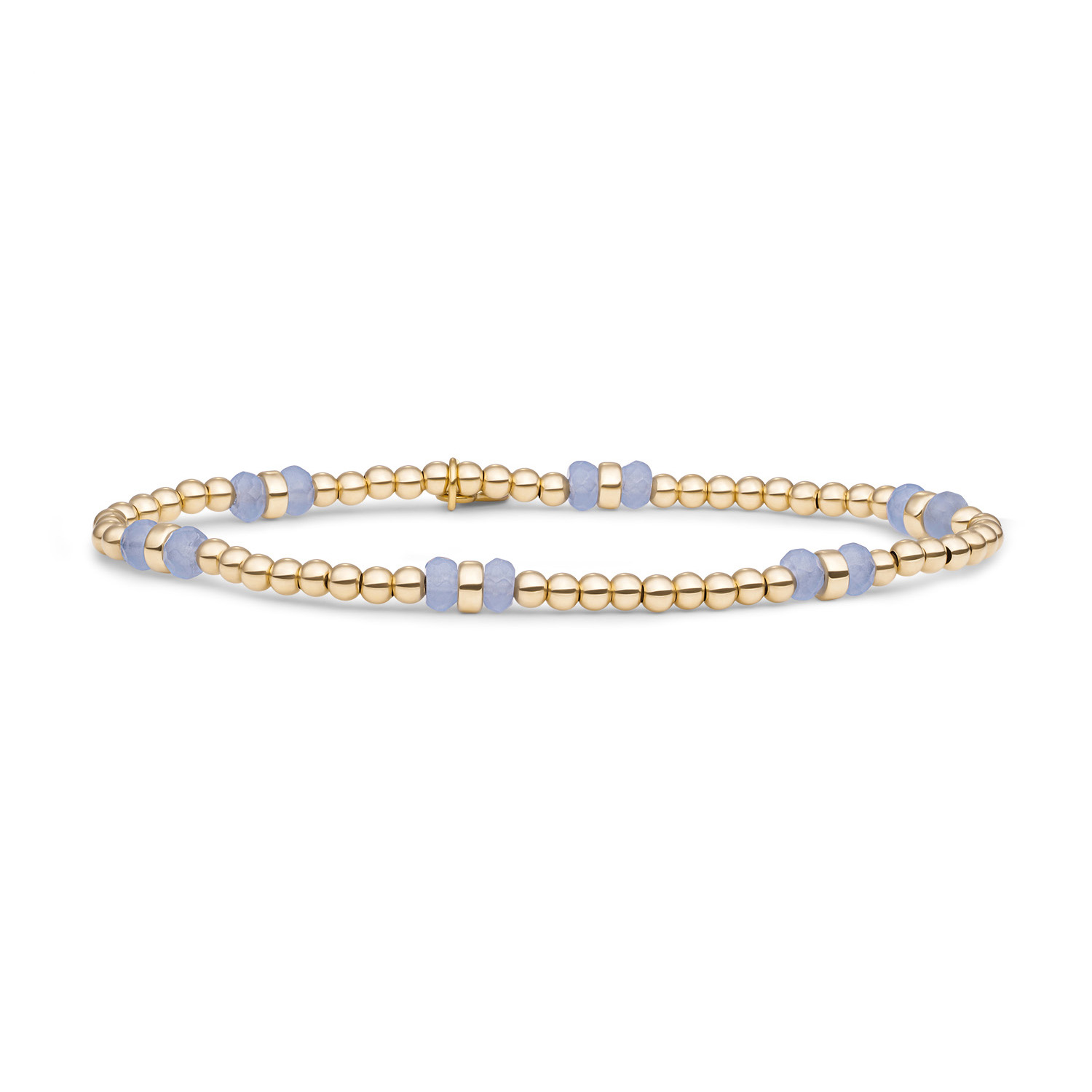 Sparkling Jewels Bracelet | Milky Blue Jade Double Reverse Roundel - Gold