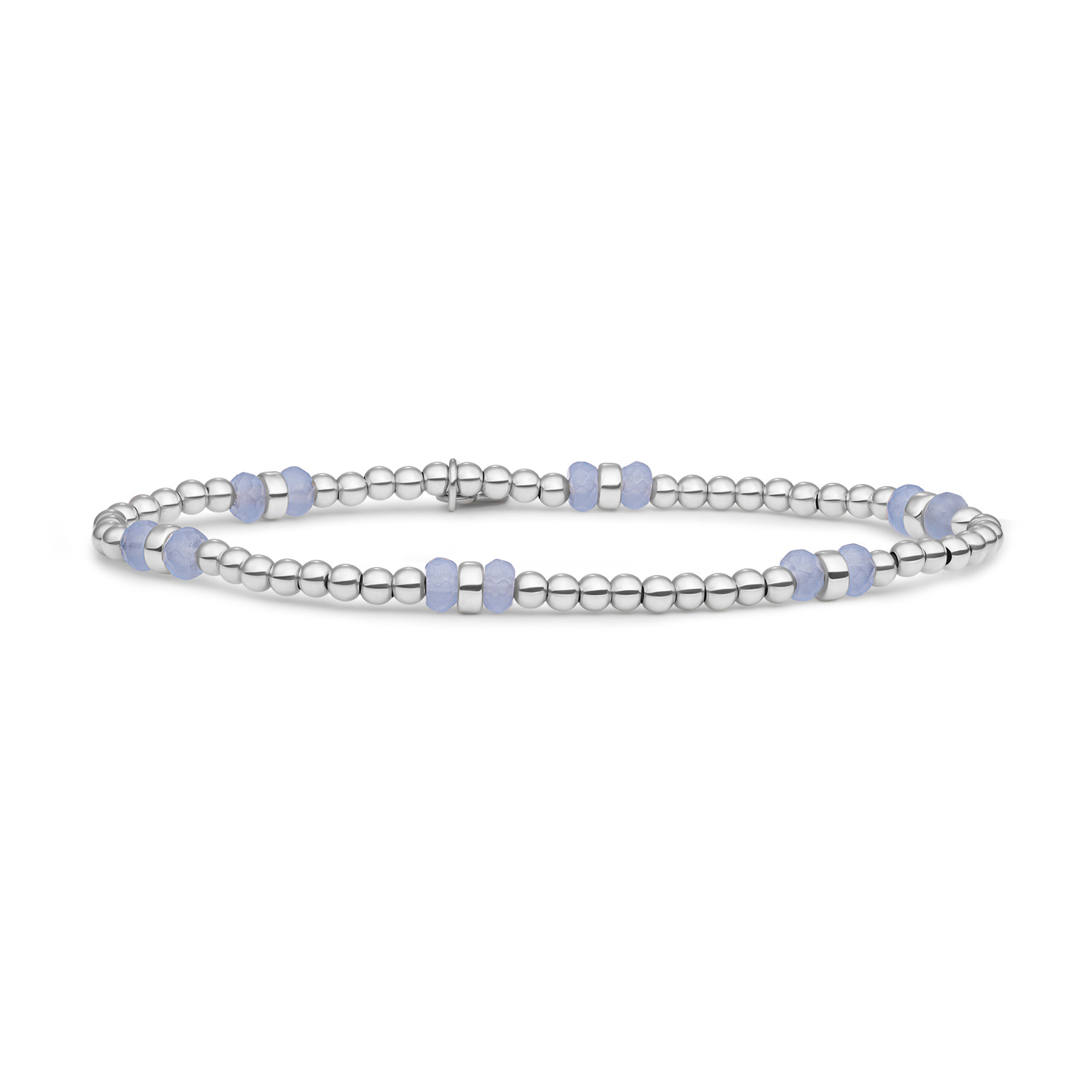 Sparkling Jewels Bracelet | Milky Blue Jade Double Reverse Roundel - Silver