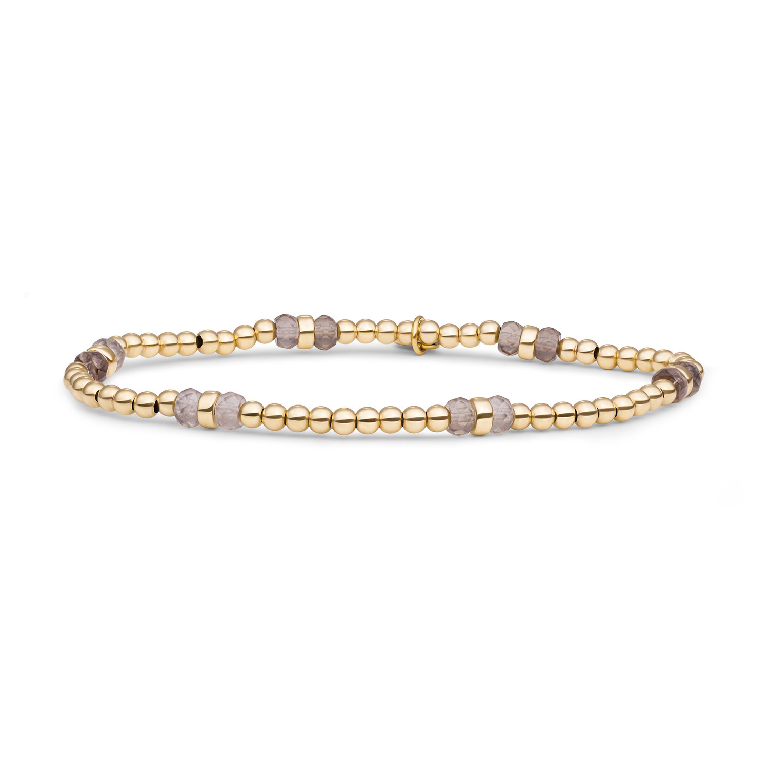 Sparkling Jewels Bracelet | Smoky Quartz Double Reverse Roundel - Gold