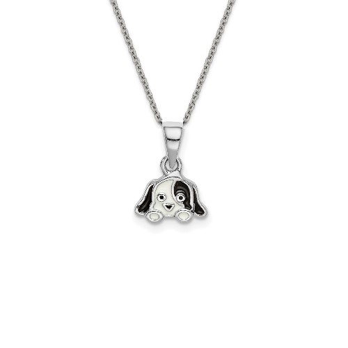 Bellini zilver collier met hondje zwart/wit