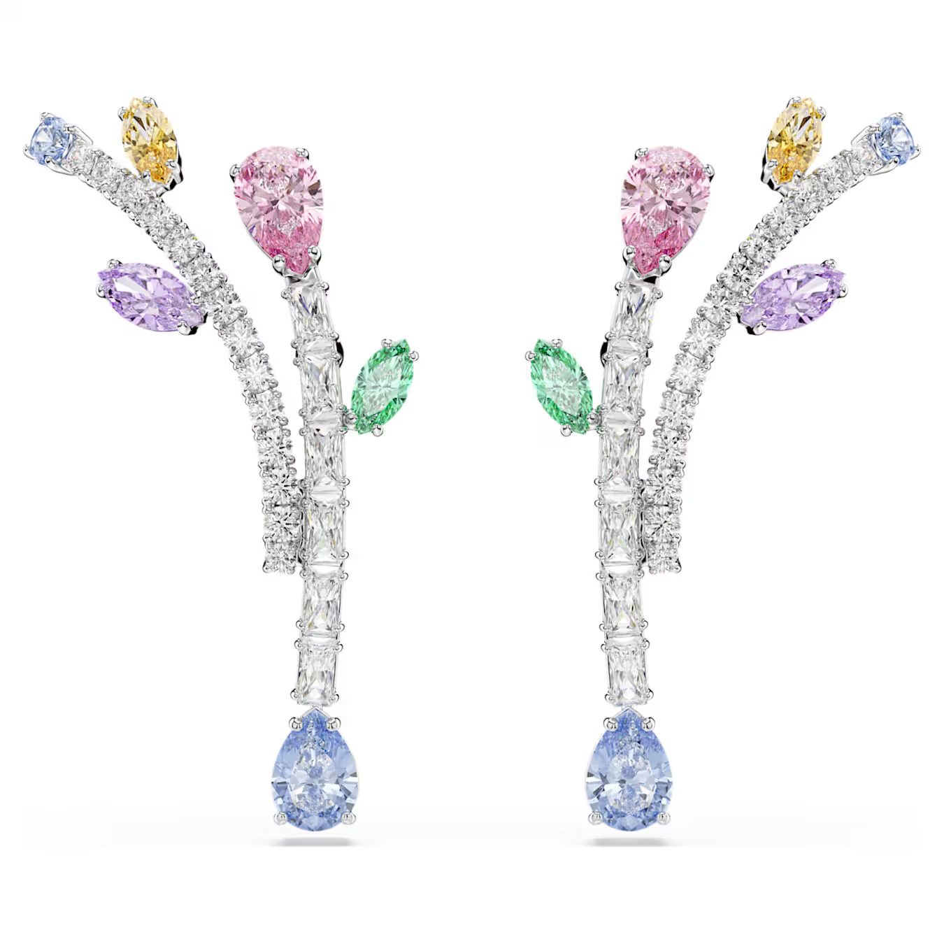 Vervaardigd met de kenmerkende Swarovski-precisie bieden deze oorbellen met rhodium toplaag een explosie van vreugde. De stelen van de bloemen zijn bezet met heldere Swarovski Zirkonia in Round- en Baguette-slijpvorm. Een verscheidenheid aan bladeren in Fancy-slijpvorm doen het sieraad oplichten in pastelkleuren. Draag deze oorbellen met bijpassende stukken uit dezelfde lijn om uw stijl een creatieve uitstraling te geven.

Artikelnr.: 5737426
Collectie:  Ariana Grande x Swarovski
Formaat: 4.4 x 2.4 cm
Materiaal:  Rodium-verguld, Cubic zirconia
Kleur:  Meerkleurig
Gewicht (individueel product):  8.8 g