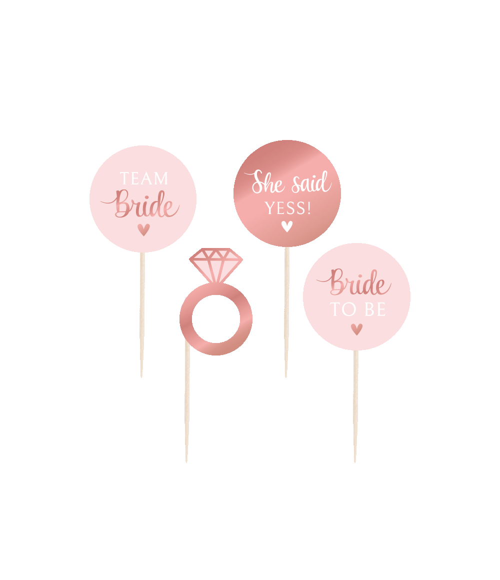 Deze Cocktail Picks &ndash; Bride to Be zijn decoratieve prikkers voor gebruik tijdens vrijgezellenfeesten en bridal showers. De set bevat 50 prikkers in 4 verschillende designs: &lsquo;Team Bride&rsquo;, &lsquo;Bride to Be&rsquo;, een verlovings-/trouwring en &lsquo;She Said Yes&rsquo;.
De cocktailprikkers zijn geschikt voor het serveren van hapjes, desserts en drankjes en vormen een subtiele maar herkenbare toevoeging aan het Bride to Be thema.