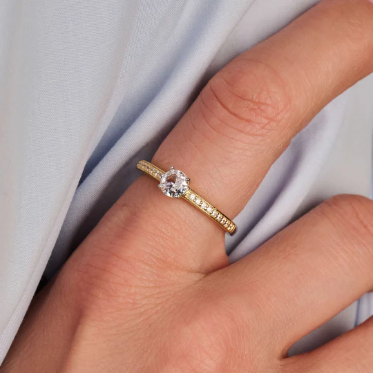 Deze Classic zirkonia ring met steen is vervaardigd uit hoogwaardige kwaliteit 925 sterling zilver en afgewerkt met een verfijnde goudkleurige afwerking. De ring heeft een slanke band met een rij zirkonia steentjes en een centraal geplaatste zirkonia steen, wat zorgt voor een elegante uitstraling die bij elke beweging subtiel schittert en de ring tot een echte eye-catcher maakt.

Draag deze ring met zirkonia steen solo voor een verfijnde, klassieke look of combineer hem met andere aanschuifringen voor een gelaagd effect. Een veelzijdig sieraad dat zowel overdag als bij bijzondere gelegenheden moeiteloos tot zijn recht komt. 12109ZY Classics ring

De Classics Collectie vormt de basis van een tijdloze sieradencollectie. Een zorgvuldig samengestelde selectie waarin helderheid, proportie en vakmanschap centraal staan. Ontwerpen die niet trends volgen, maar hun kracht vinden in consistentie en verfijning. Stenen in verschillende vormen en groottes brengen nuance en diepte, terwijl pav&eacute;- en solitaire elementen zorgen voor een subtiele, ingetogen glans. De collectie biedt veelzijdigheid in styling, zowel solo gedragen als gecombineerd met meer uitgesproken designs.

&bull; Tijdloze essentials voor elke dag &bull; Rijke variatie in pav&eacute;, solitaire en steendetails &bull; 925 sterling zilver, vaak verrijkt met goudplating &bull; Subtiele pav&eacute; details en stenen &bull; Gemaakt om te combineren en te layeren

