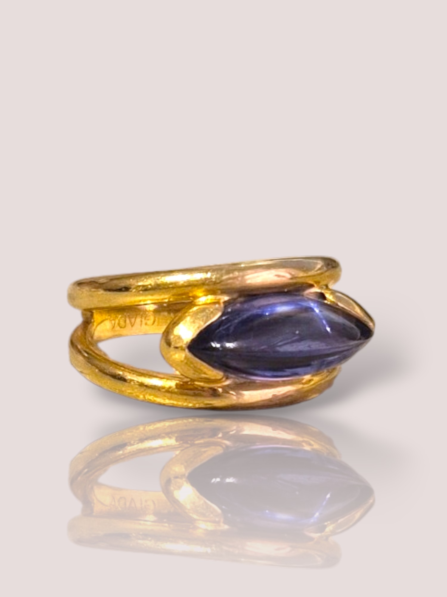 De Vintage 18k geelgouden ring met tanzaniet is een verfijnd sieraad. Als een prachtige RING, straalt hij luxe uit met de diepblauwe tanzaniet. Draag dit juweel als een opvallend middelpunt, perfect voor speciale gelegenheden of om elke dag een vleugje elegantie toe te voegen aan uw outfit. De maat van de ring is 53 en de ring weegt 9,5 gram.
