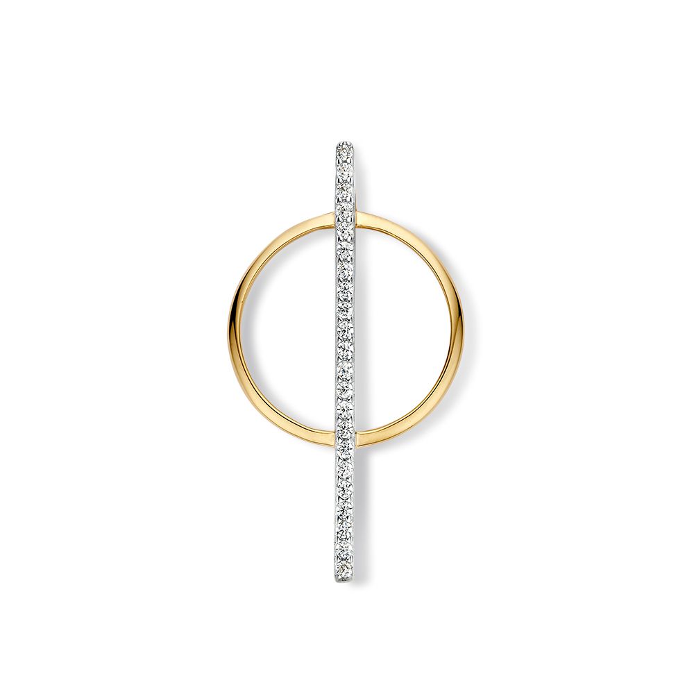 Bicolor wit- en geelgouden hanger met zirkonia's
