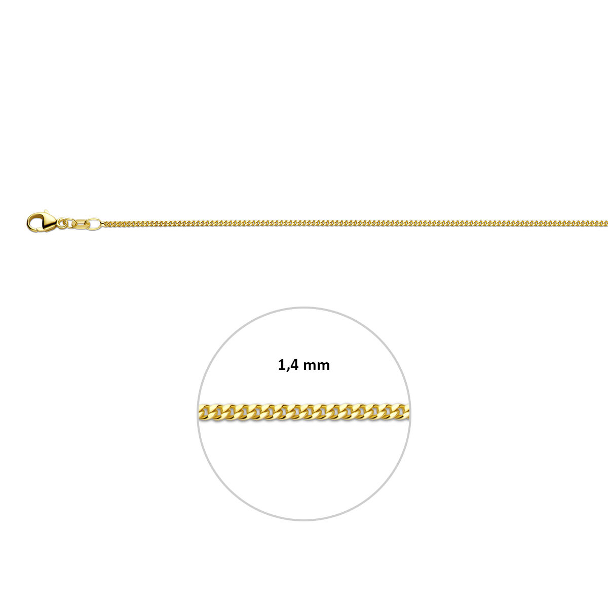 Fjory collier geelgoud met zilveren kern is een 1,4mm gourmet ketting. Dit sierlijke sieraad valt onder de categorie lengte colliers. Het collier heeft een lengte van 45cm.  Draag deze ketting als een elegante toevoeging aan elke outfit, zowel casual als formeel, voor een verfijnde look.