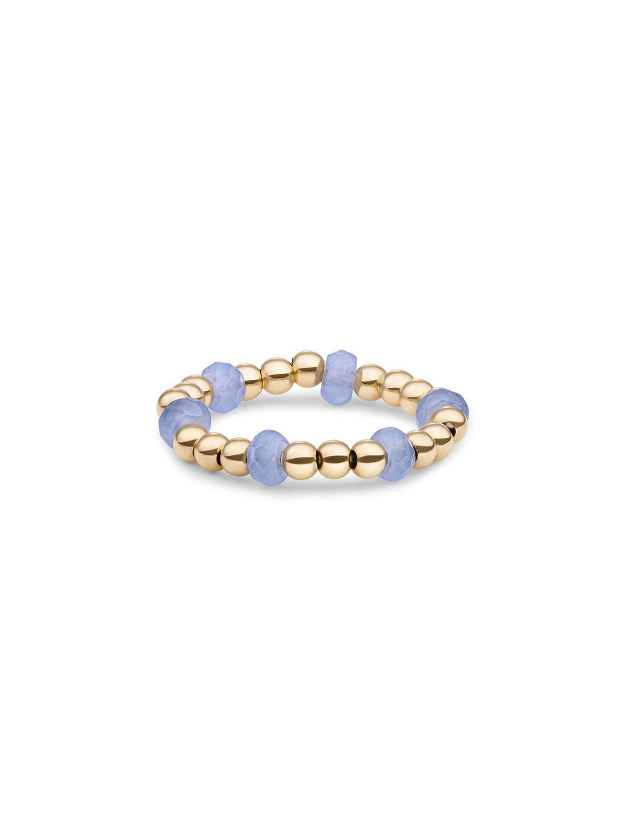 SPARKLING JEWELS RING MILKY BLUE JADE GOLD