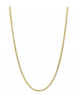  Fjory collier geelgoud met zilveren kern  is een prachtig sieraad met een gourmet plat ontwerp, 3,7 mm breed en 45 cm lang. Het combineert 14 karaat goud met een kern van 925 sterling zilver. Perfect voor dagelijkse elegantie of speciale gelegenheden. Draag het solo voor een subtiele chic of met andere kettingen voor een gelaagde look.