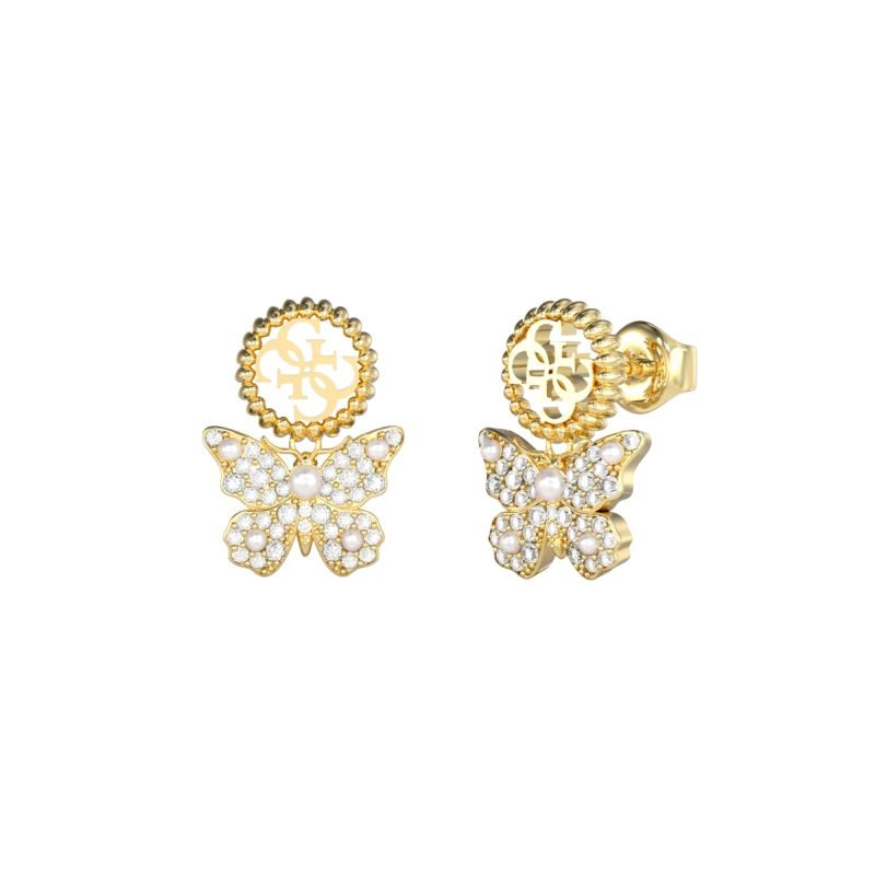 Guess goudkleurige oorstekers met hangende vlinders 