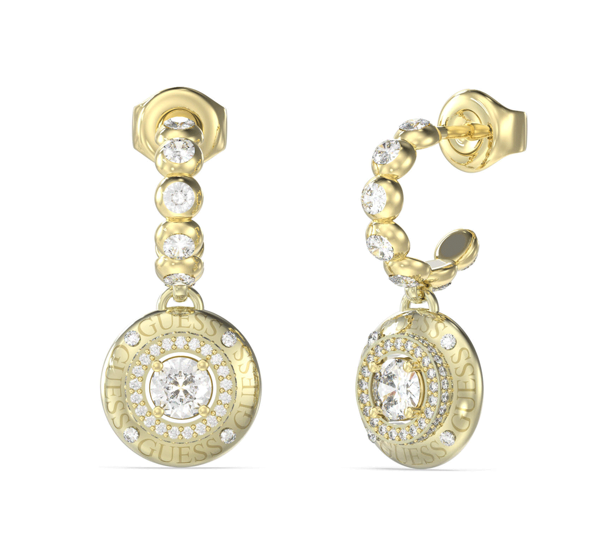 Guess goudkleurige stalen oorstekers met hangende hanger
