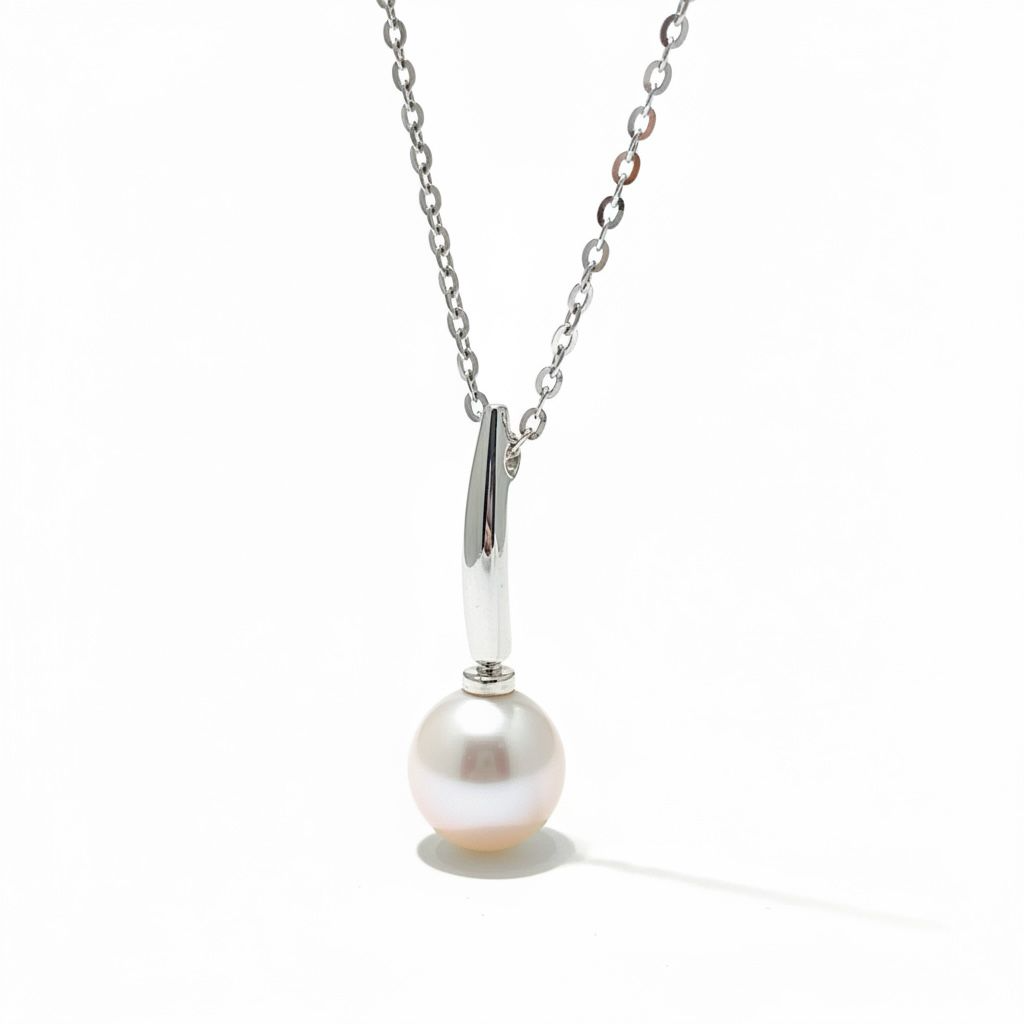 14 karaat witgouden collier met parelhanger.