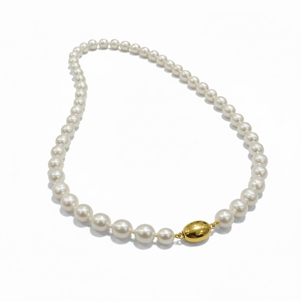 14 karaat zoetwater parelcollier met gouden slot en parels van 7x6.5mm.

Inclusief garantie cetrificaat