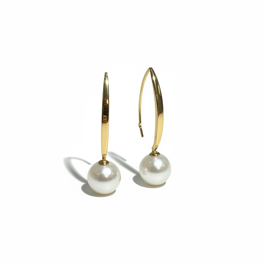 14 karaat geelgouden pareloorhangers met parels van 9&ndash;9,5 mm rond