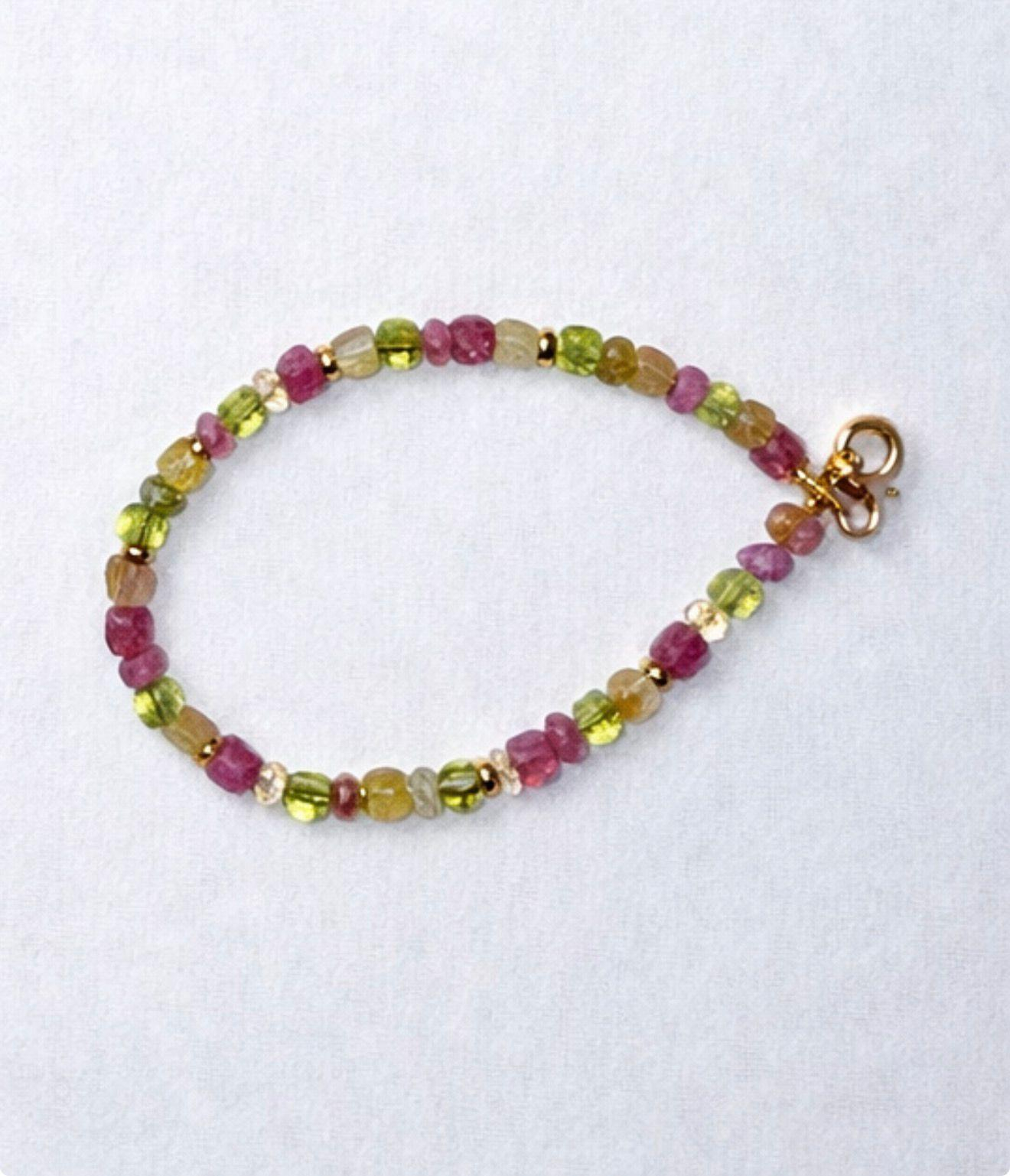 armband go rutielquarz, robijn, peridot, citrien