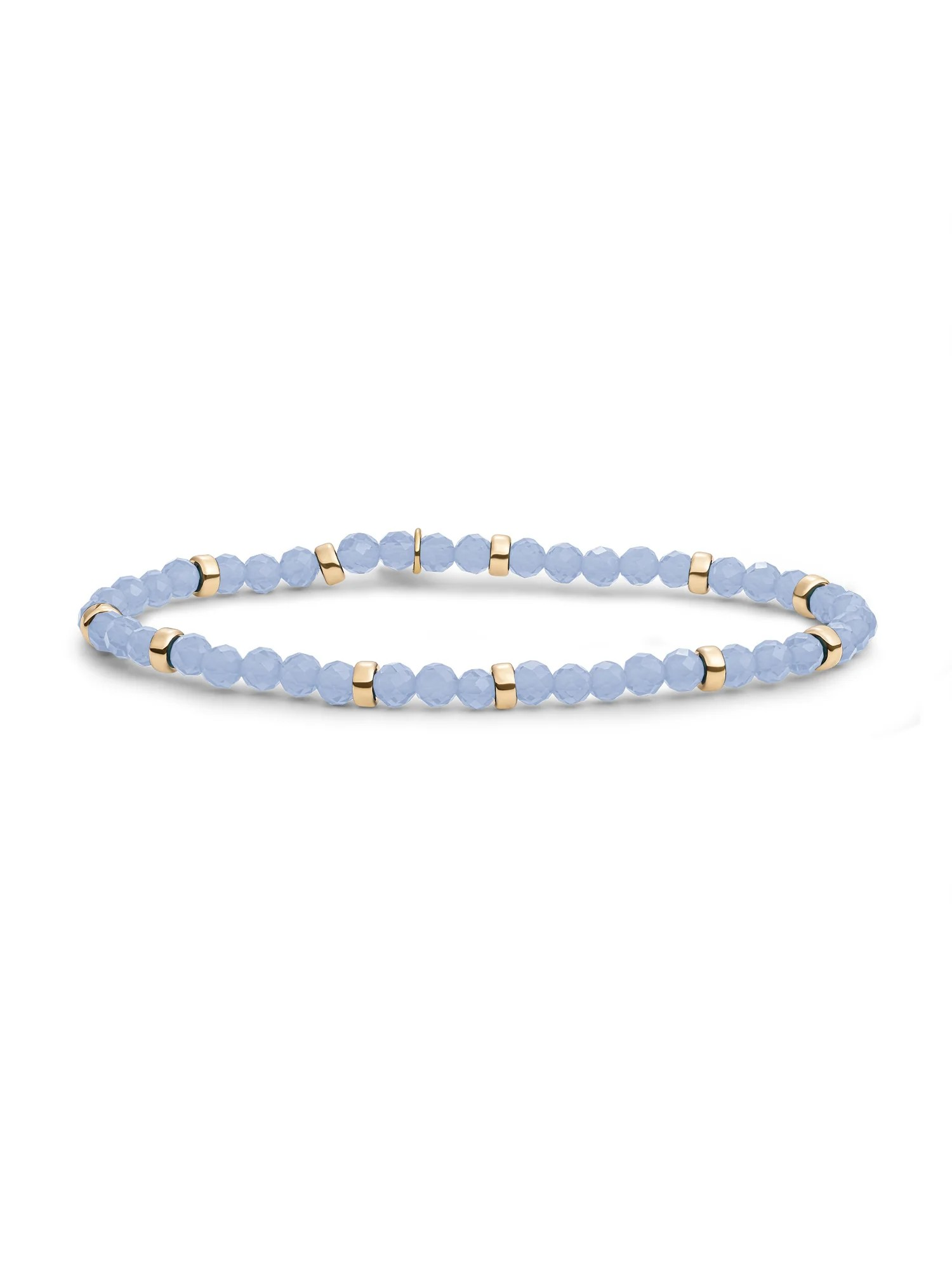 Bracelet | Milky Blue Jade Roundel Interstellar - Gold