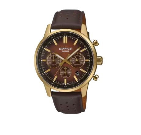 Deze EDIFICE chronograaf, ge&iuml;nspireerd op de bolle glazen meters van een klassieke sportwagen, heeft de tijdloze uitstraling van een wijzerplaat met gradaties. 

Details zoals het bolle, gewelfde horlogeglas, de roestvrijstalen kast met smalle lunette en de drukknoppen ronden het ontwerp af met aloude stijl.