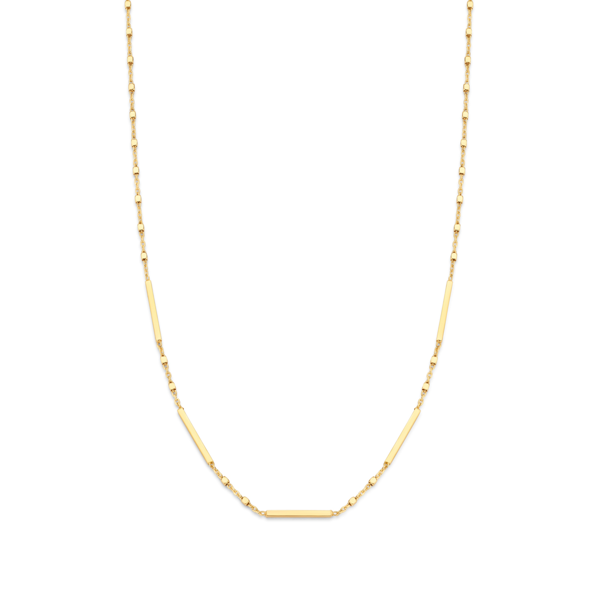 Geelkleurige ketting met staafjes 