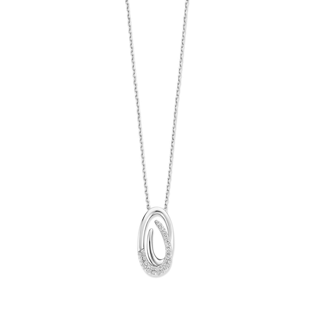 Hanger zilver met zirconia inclusief ketting 