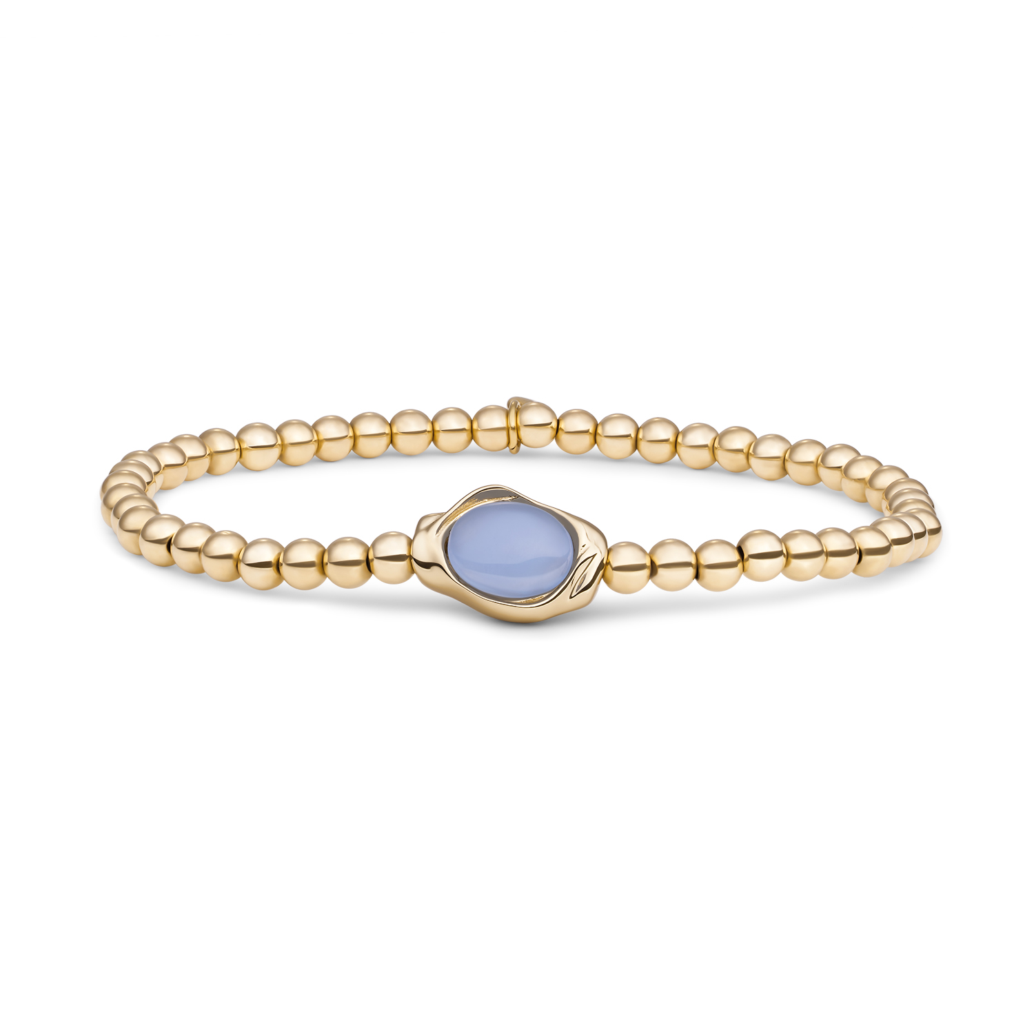 Bracelet | Milky Blue Jade Flow - Gold