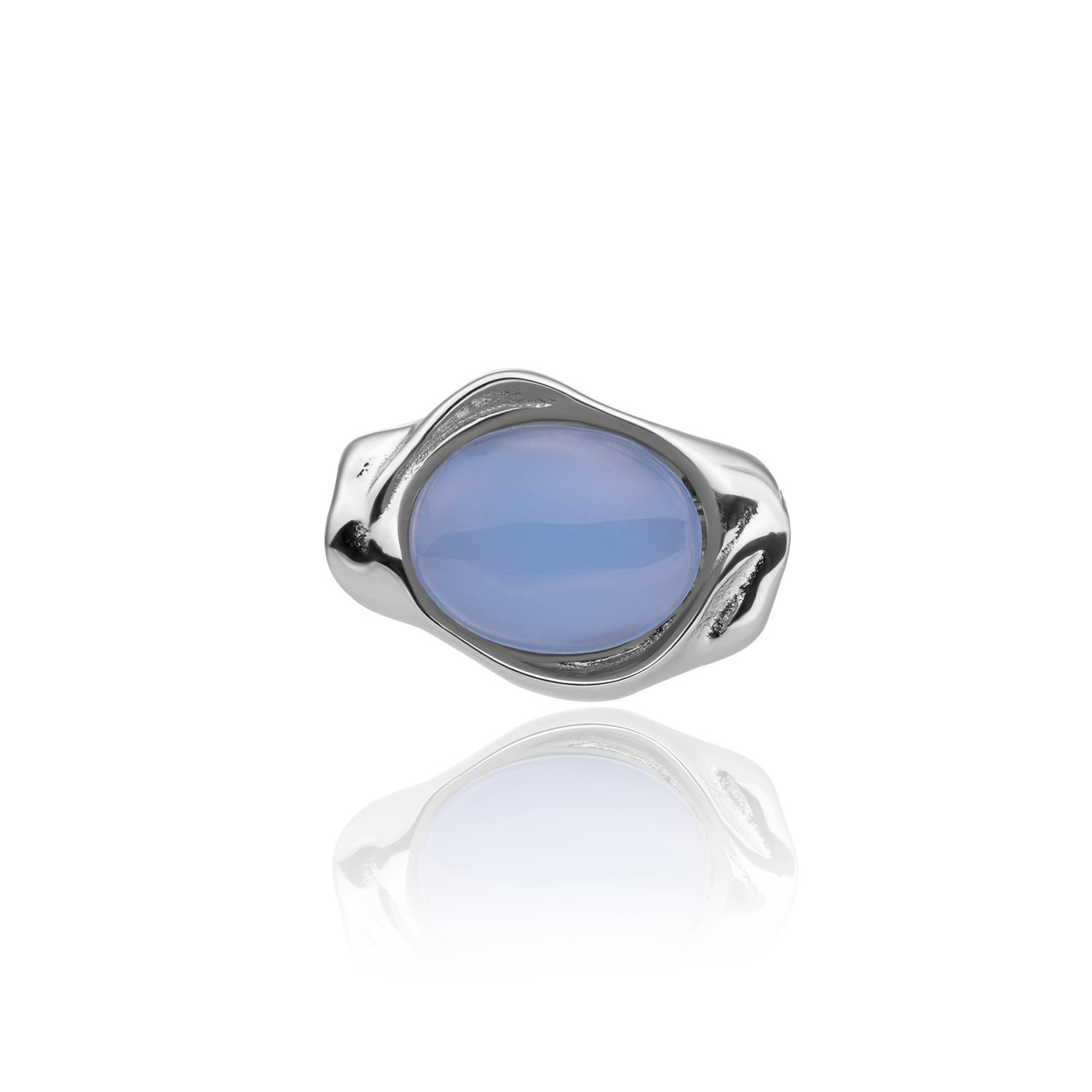 Pendant | Milky Blue Jade Flow Amulet - Silver