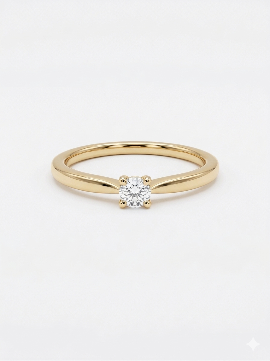 Deze prachtige 18 karaat geelgouden solitaire diamanten ring (modelnummer 5790DT/55) is perfect als verlovingsring. Met een briljant geslepen diamant van 0,10 karaat in de kleur H (White Wesselton), straalt deze ring elegantie uit. De ringmaat is 55. Draag deze betoverende ring dagelijks om je liefde en toewijding stijlvol te tonen.