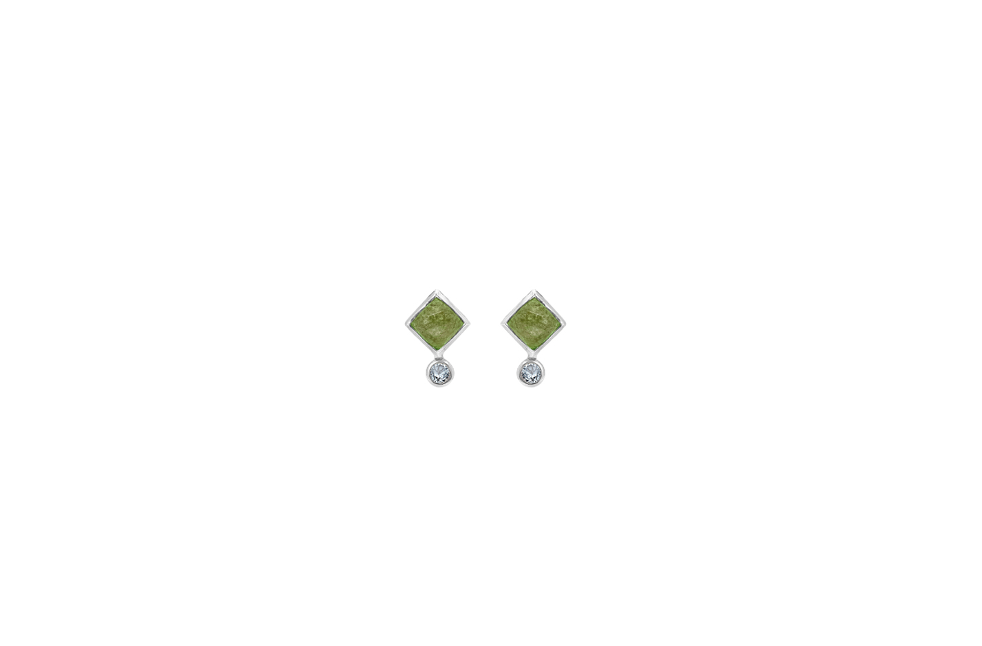 RABINOVICH zilveren oorknoppen - Square 83205099
Serpentine, Peridot, Green quartz, Sky blue topaz, Zirkonia