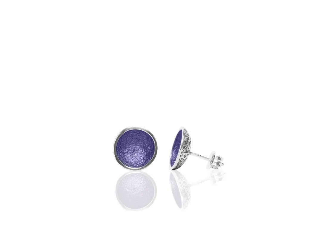Arior Barcelona - Zilveren oorstekers, Singular Violet Big 1 round, 14x14mm - 1144476XPP