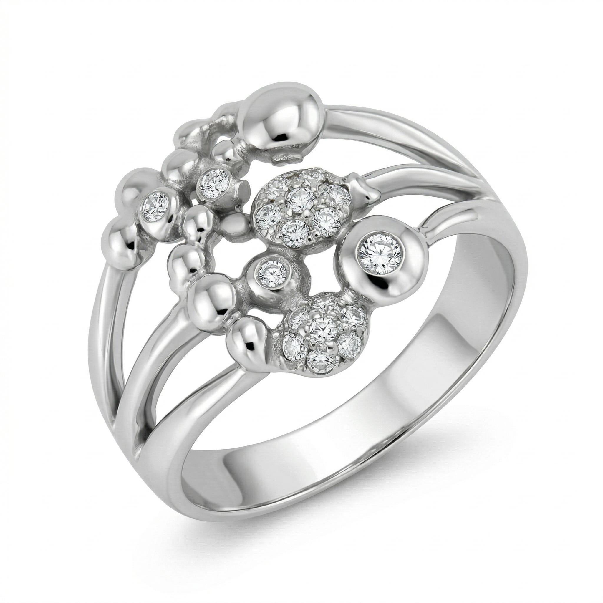 Cellen ring in witgoud 18kt met briljant uniek juweel