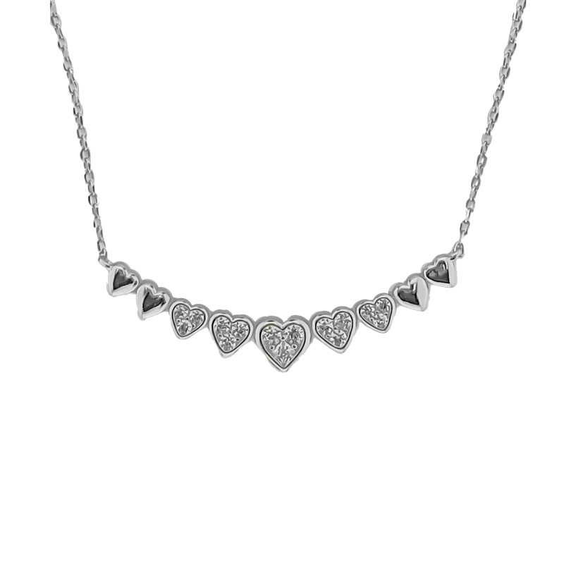 MY iMenso ODM "Choker hearts CZ" pendant (925/rhod-plated) 40+4cm 