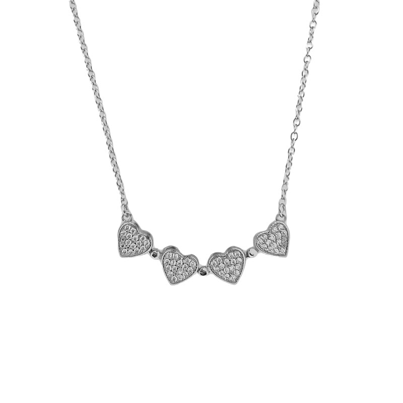 MY iMenso ODM "4 hearts red & CZ" pendant (925/rhod-plated)