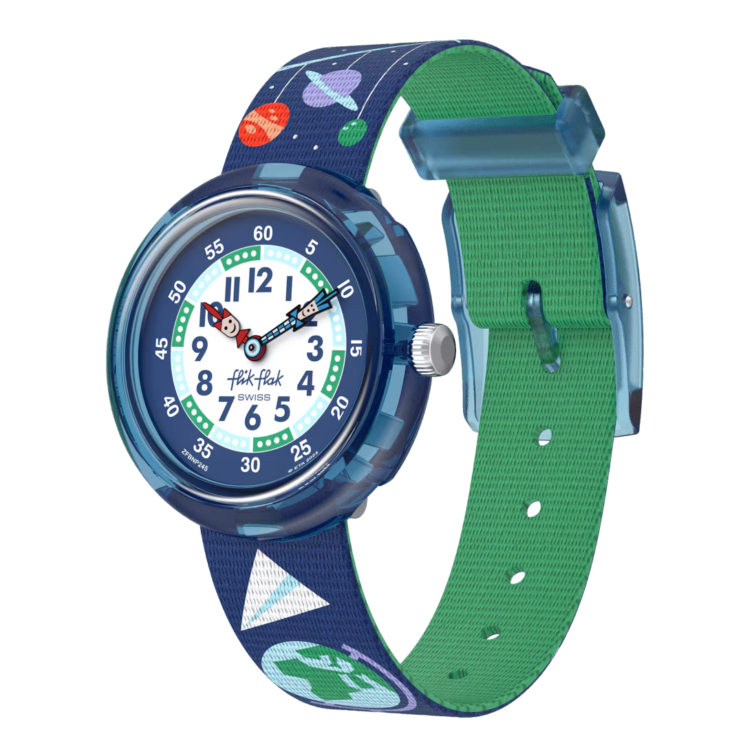 Dit horloge staat vol schoolspullen. Het SCHOOL STUFF kinderhorloge is een leerzaam cadeau dat van het leren klokkijken elke dag een avontuur maakt.
