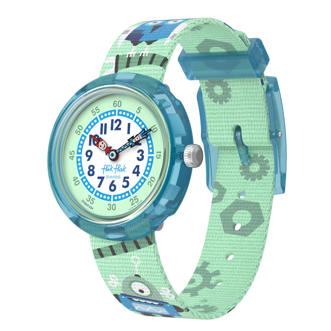BEEP BEEP BEEP! is een speels kinderhorloge met levendige blauwe en groene robots. Dit educatieve design helpt kinderen klokkijken en vormt een leuk en vindingrijk cadeau voor jonge avonturiers.
